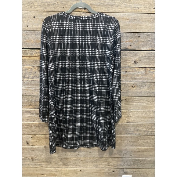 Gilli Women's Black And White Plaid Shift Dress Size Large Long Sleeve Pockets - Picture 7 of 8